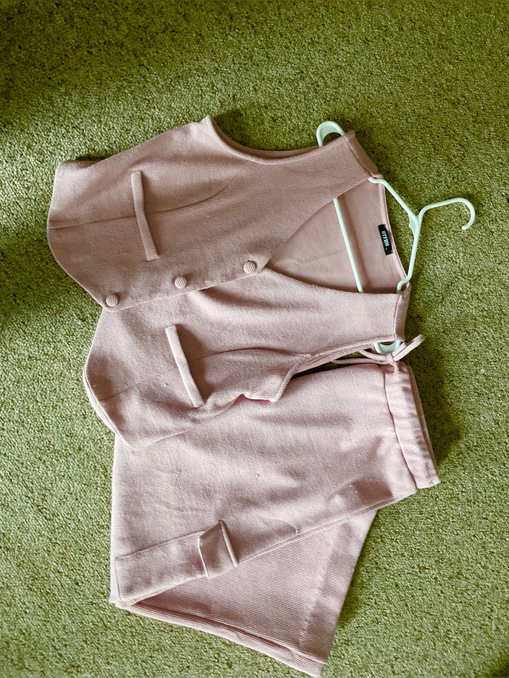 Two piece pant & vest in pink - (has some snags)